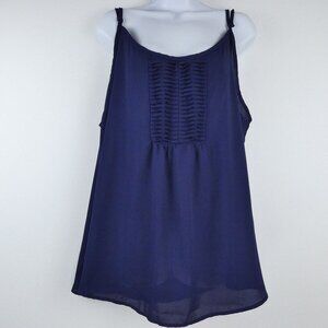 Torrid Size 4 Tank Top Blue Sleeveless Flowy Spaghetti Straps Front Ruffle